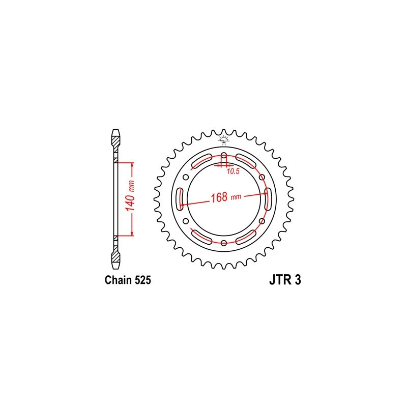 Rear sprocket JT 47T, 525