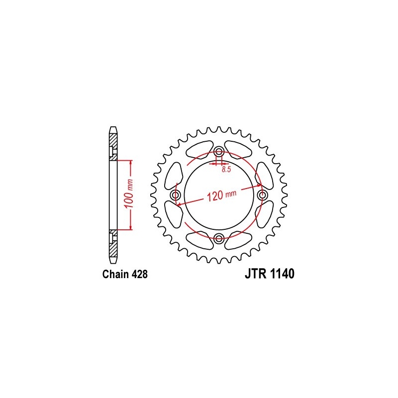 Rear sprocket JT 56T, 428