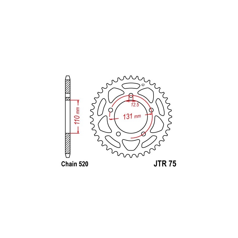 Rear sprocket JT 44T, 520