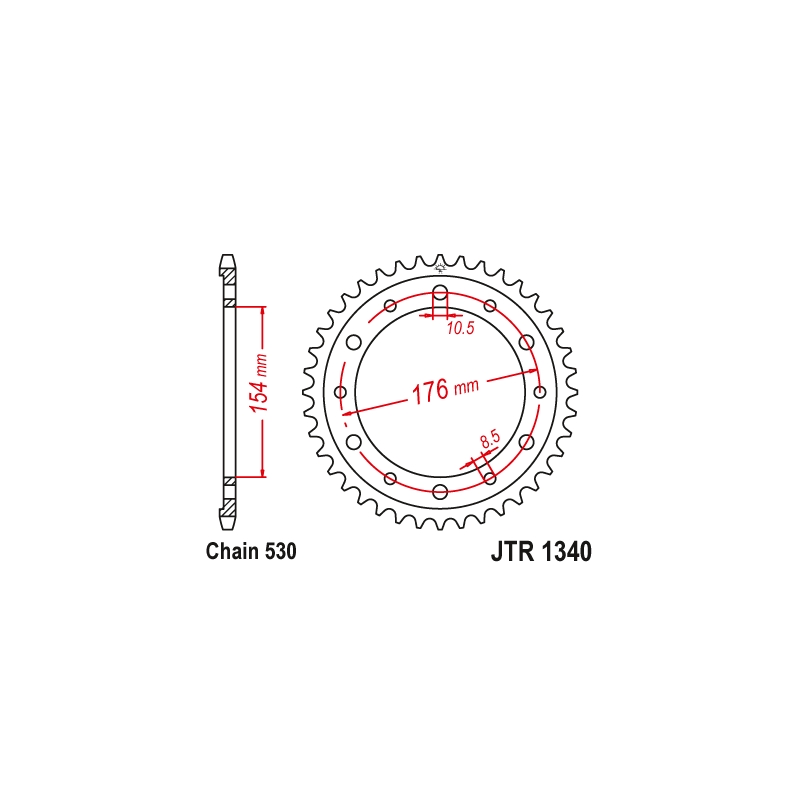Rear sprocket JT 43T, 530 Black Zinc