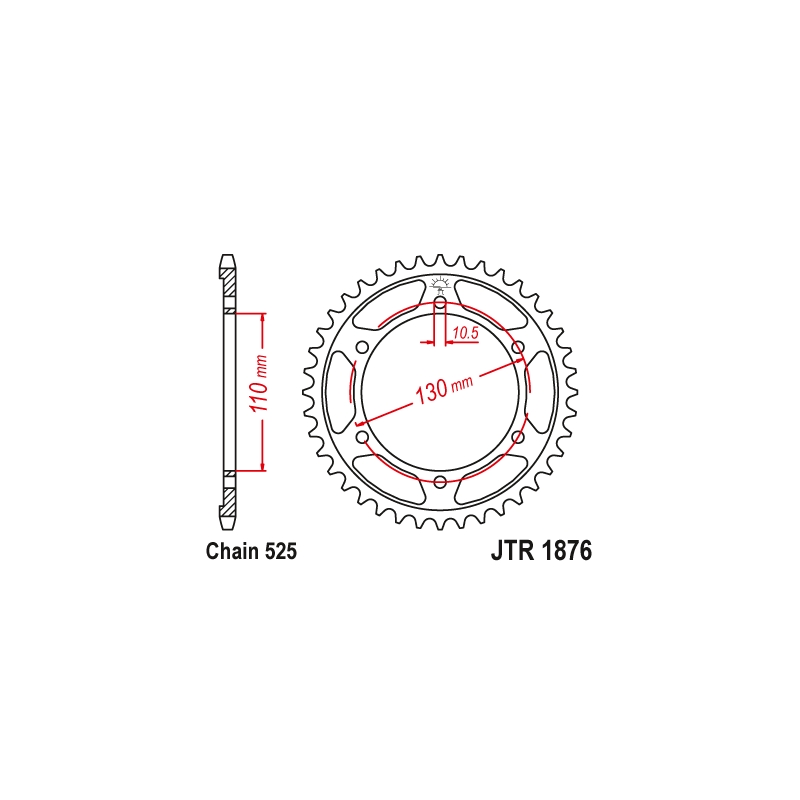Rear sprocket JT 45T, 525 Black Zinc