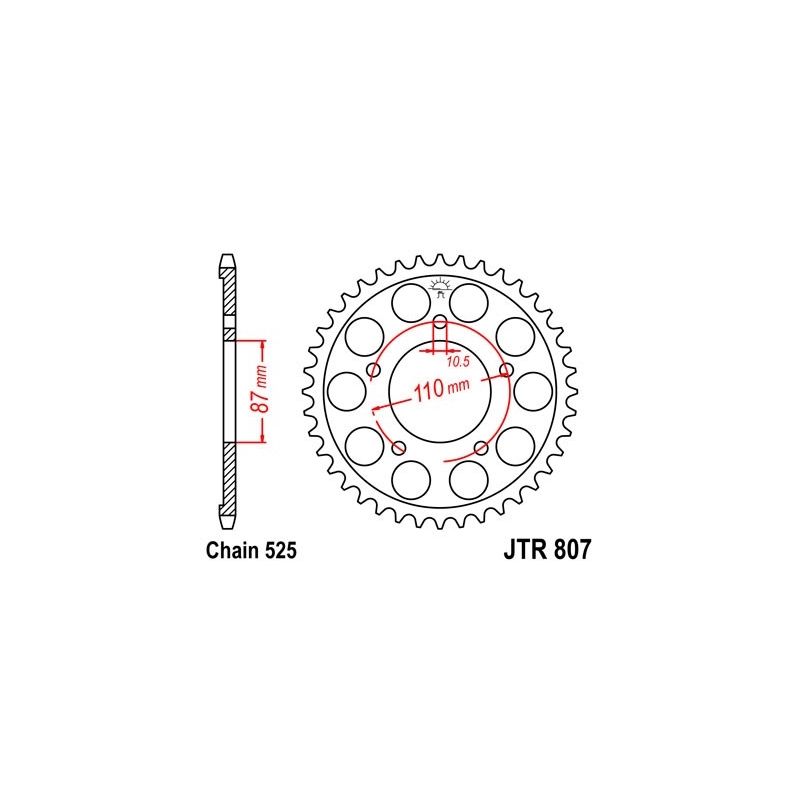 Rear sprocket JT 45T, 525 Black Zinc