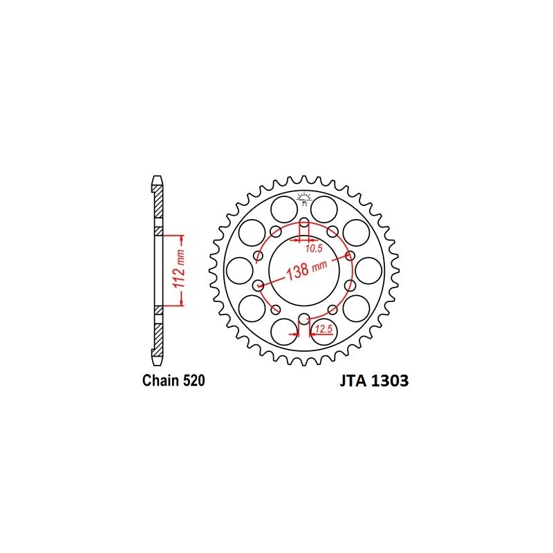 Rear ALU sprocket JT 52T, 520