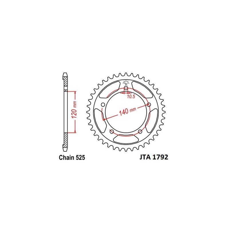 Rear ALU sprocket JT 43T, 525