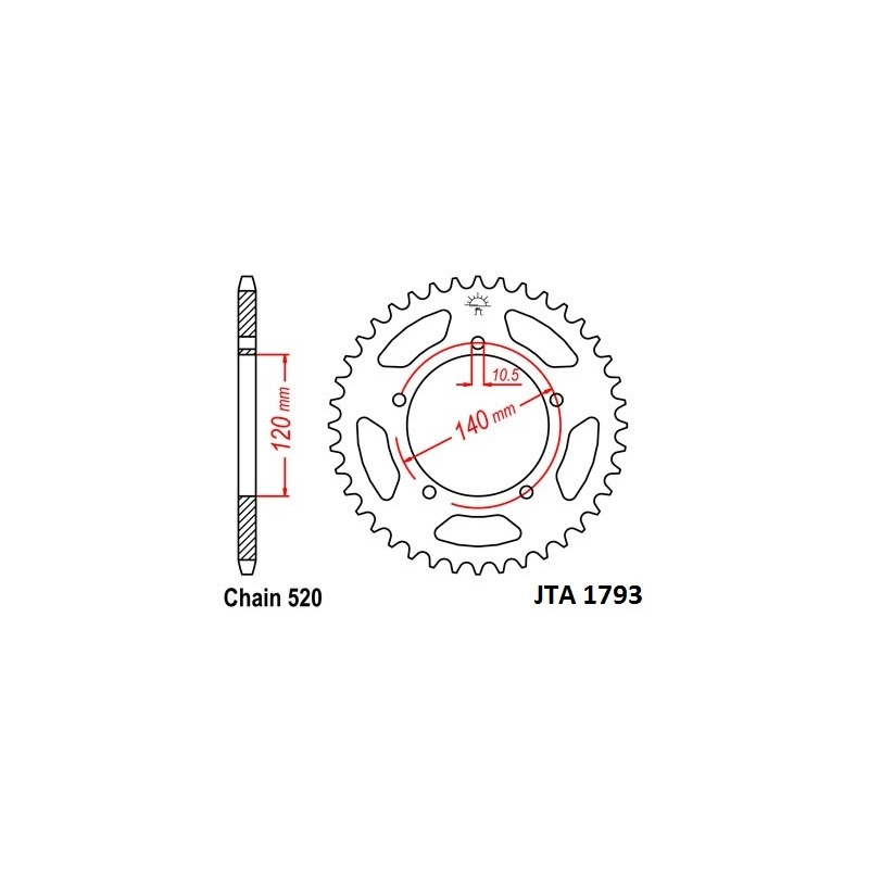 Rear ALU sprocket JT 42T, 520
