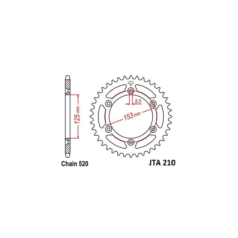 Rear ALU sprocket JT 53T, 520