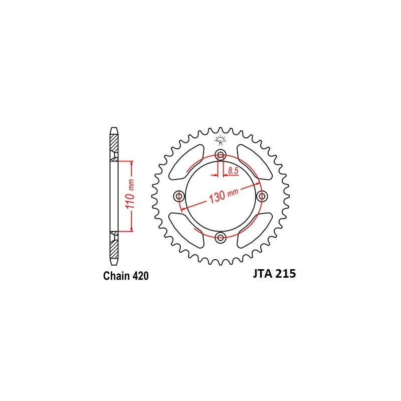 Rear ALU sprocket JT 56T, 420