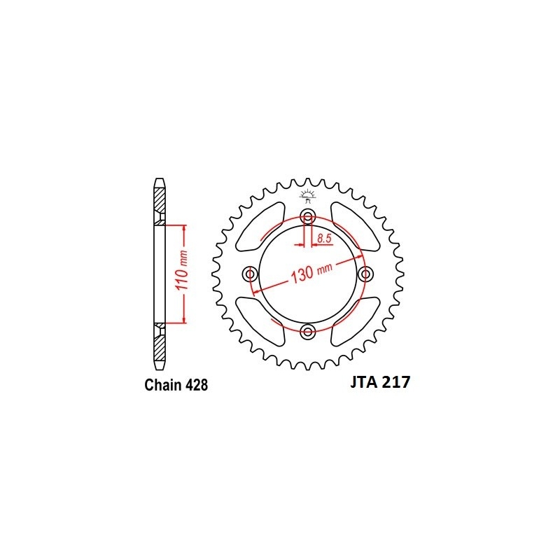 Rear ALU sprocket JT 50T, 428