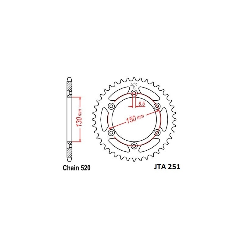 Rear ALU sprocket JT 51T, 520