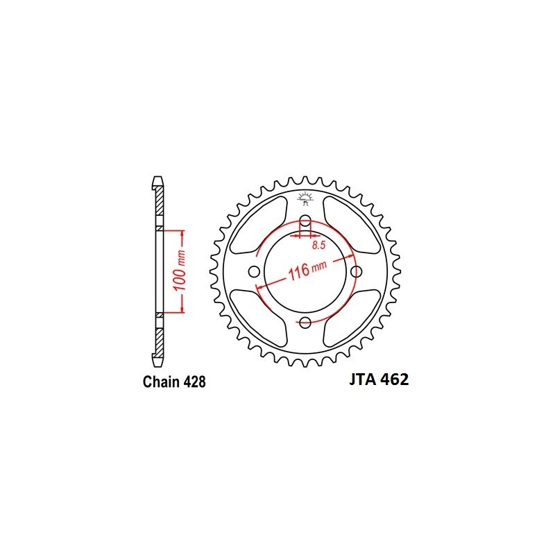 Rear ALU sprocket JT 51T, 428