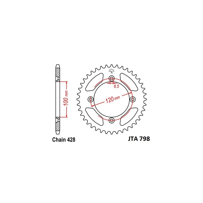Rear ALU sprocket JT 48T, 428