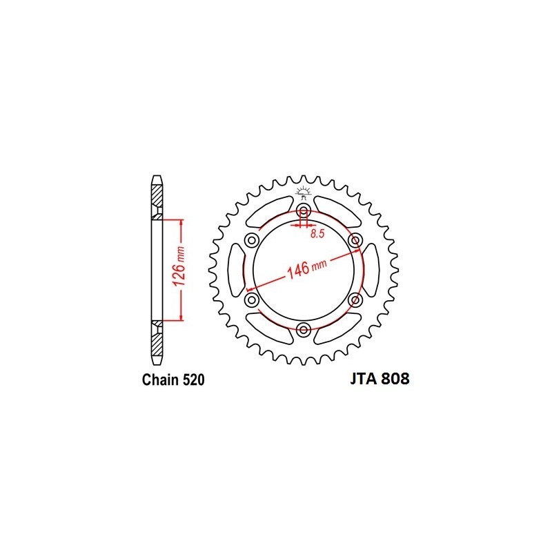 Rear ALU sprocket JT 51T, 520