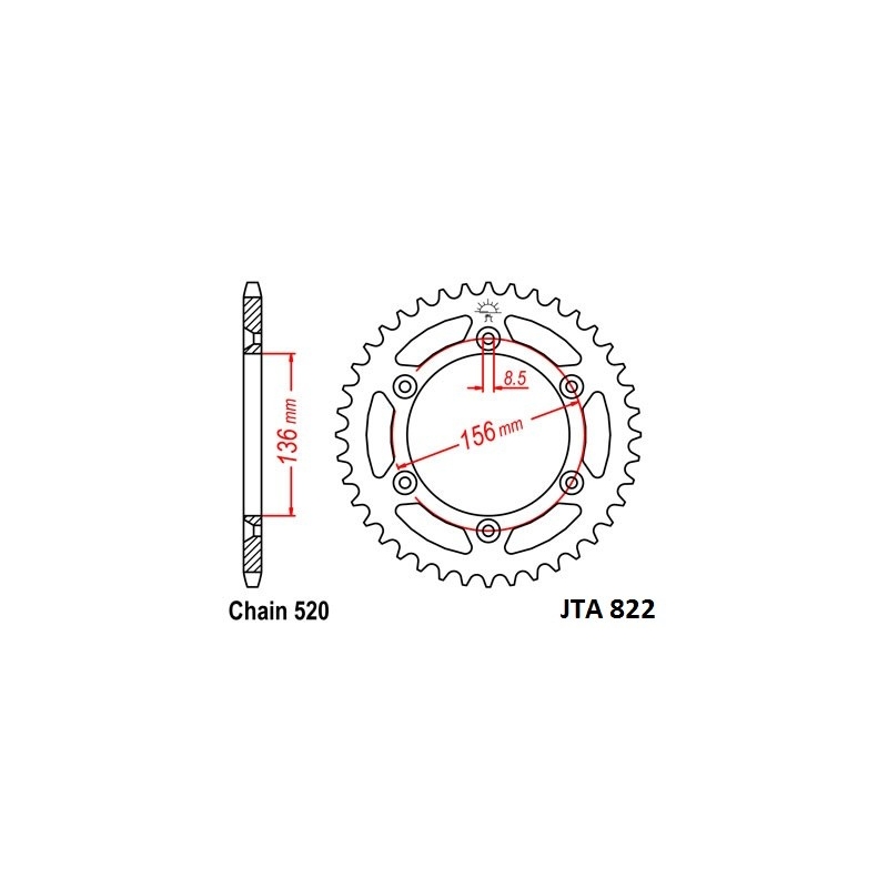 Rear ALU sprocket JT 49T, 520