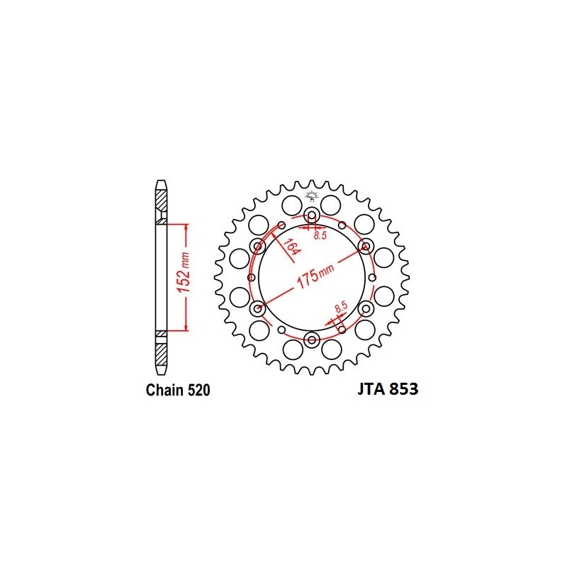 Rear ALU sprocket JT 49T, 520