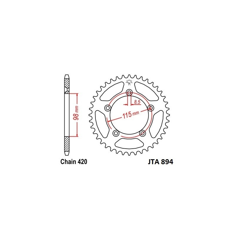 Rear ALU sprocket JT 50T, 420