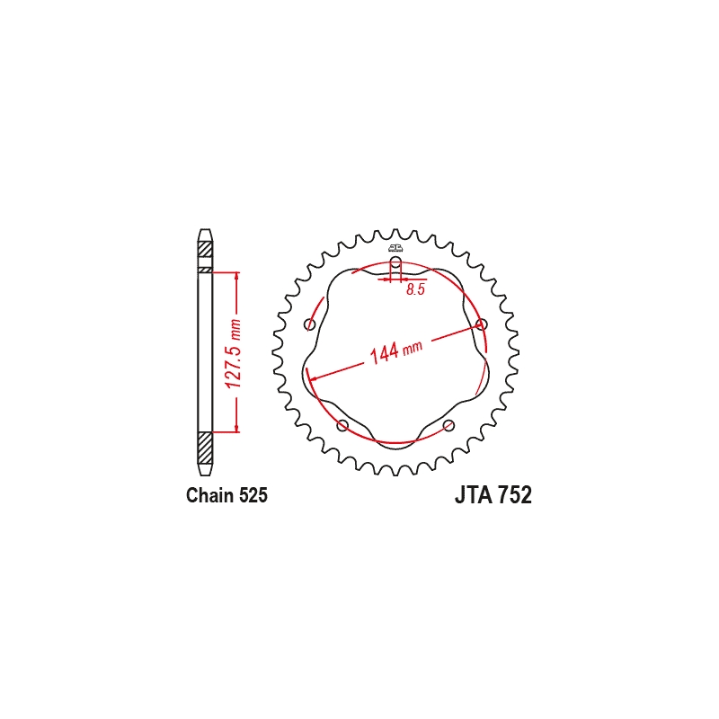 Rear ALU sprocket JT 36T, 525