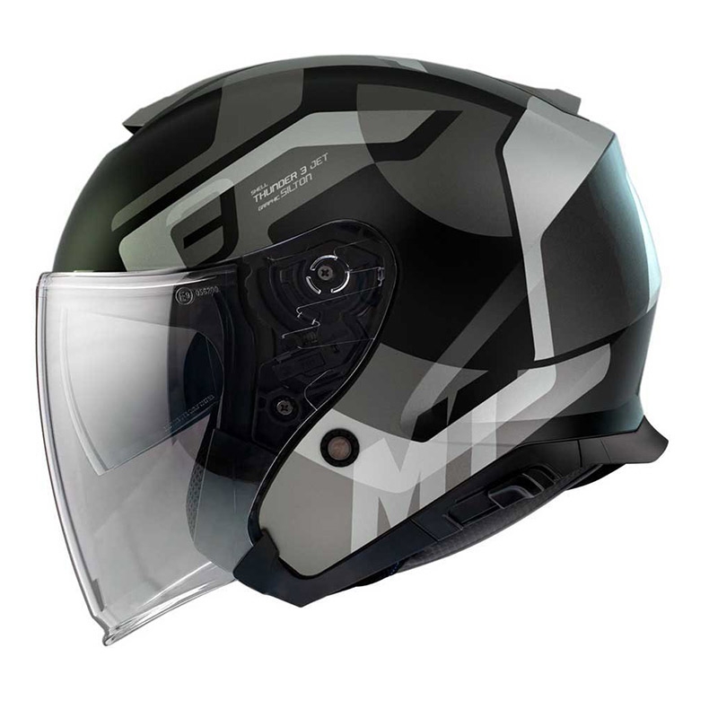 Otwarty kask motocyklowy MT Thunder 3 SV Jet Silton czarno-szary wyprzedaż