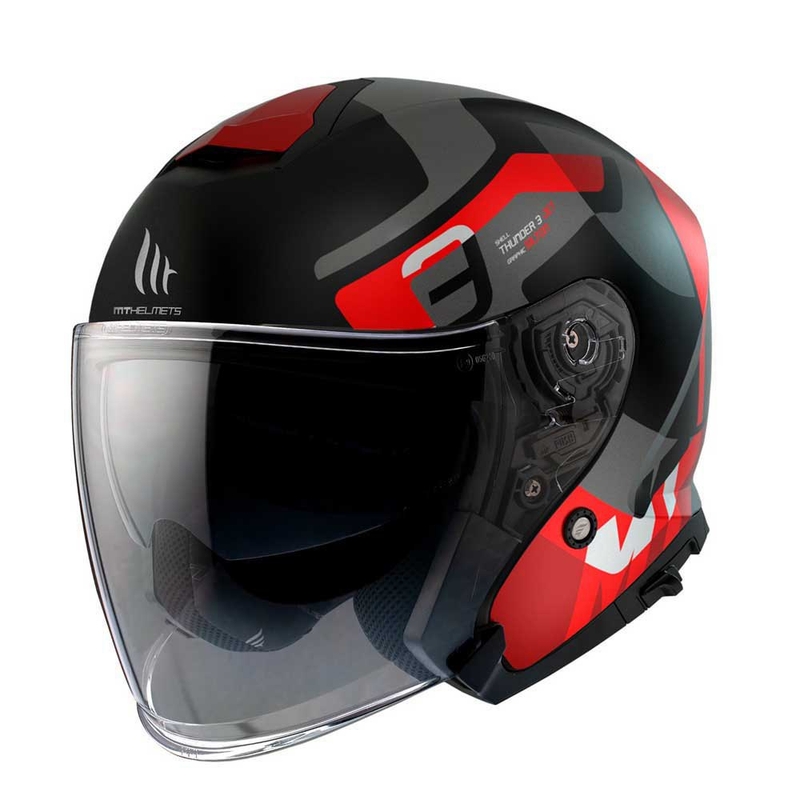 Otwarty kask motocyklowy MT Thunder 3 SV Jet Silton B5 black-grey-red. wyprzedaż