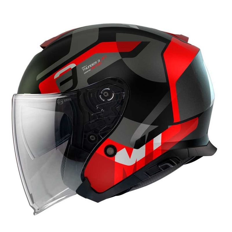 Otwarty kask motocyklowy MT Thunder 3 SV Jet Silton B5 black-grey-red. wyprzedaż