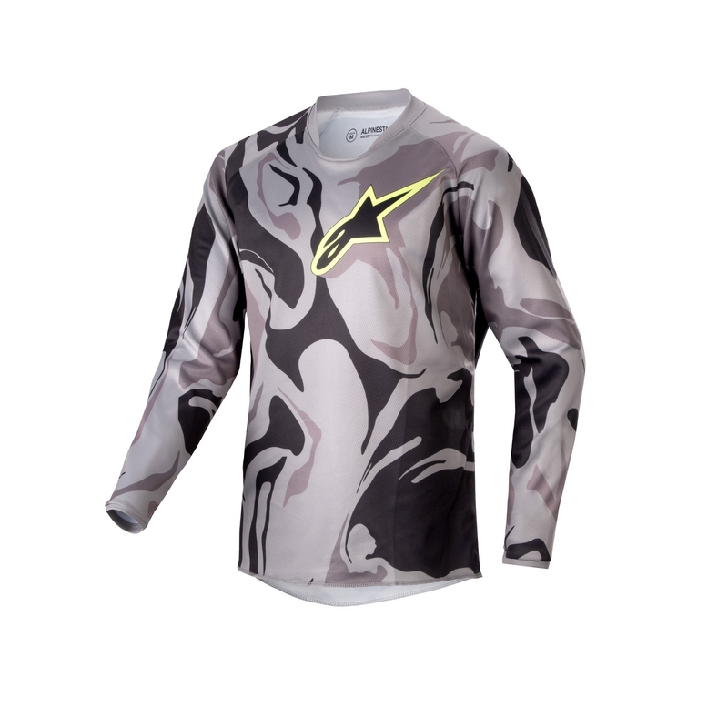Dziecięca koszulka motocrossowa Alpinestars Racer Tactical 2024 black camo-fluo yellow-black