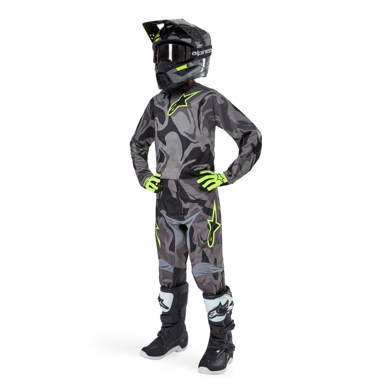 Dziecięca koszulka motocrossowa Alpinestars Racer Tactical 2024 black camo-fluo yellow-black