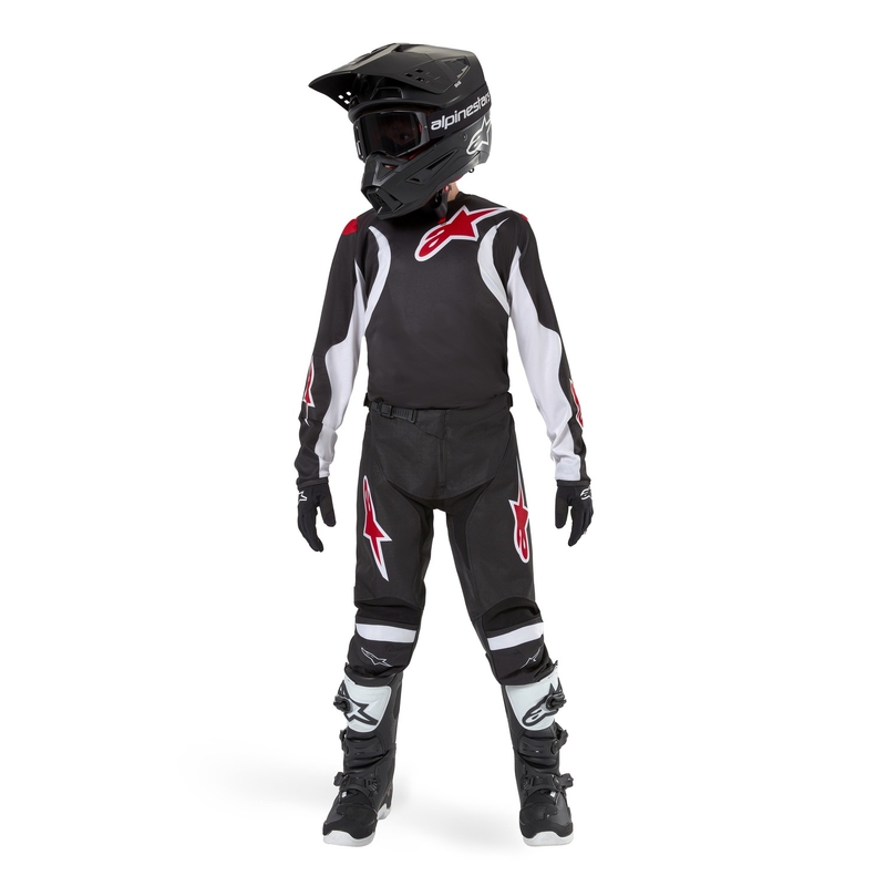 Dziecięca koszulka motocrossowa Alpinestars Racer Lucent 2024 czarno-biało-czerwona