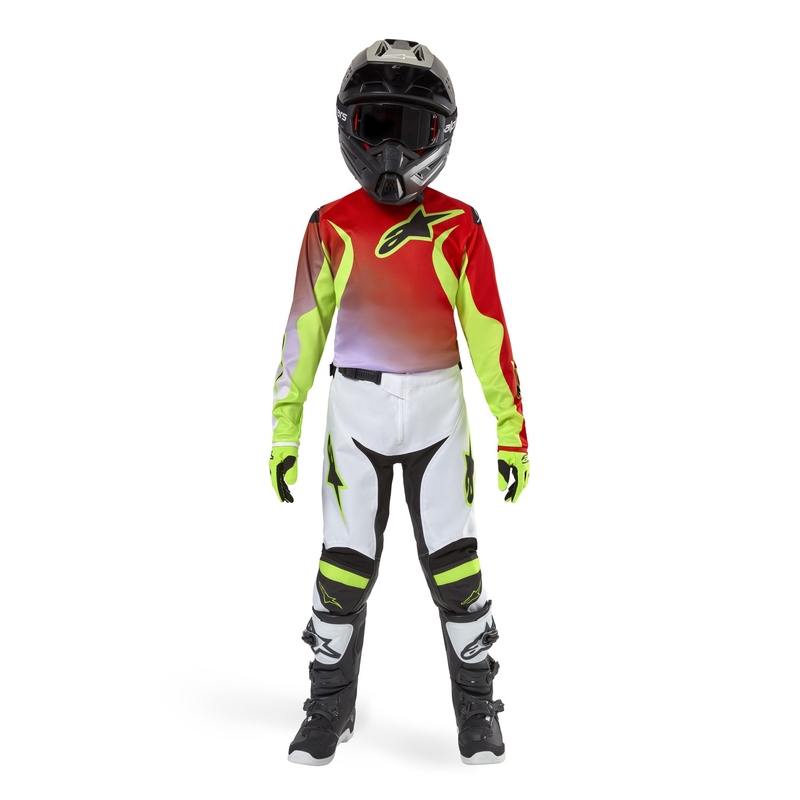 Dziecięca koszulka motocrossowa Alpinestars Racer Lucent 2024 biało-czarno-żółta