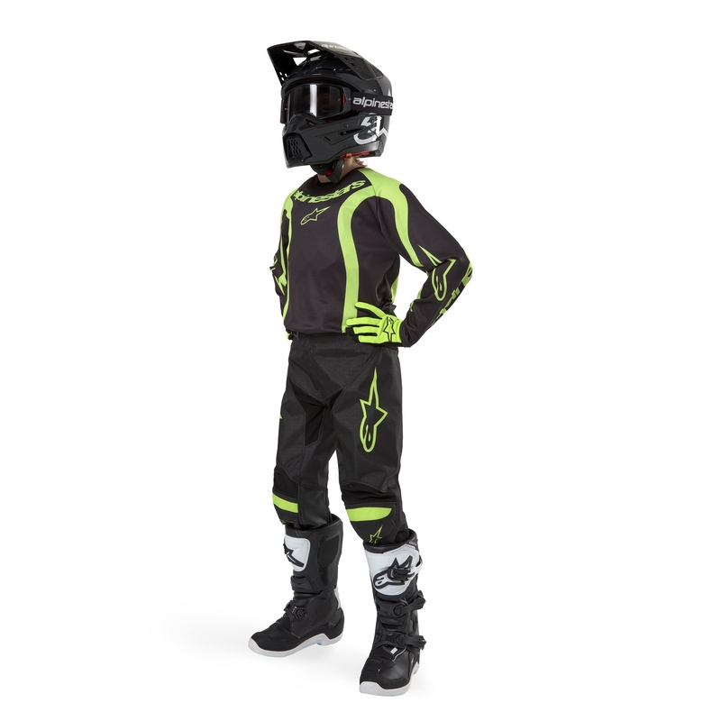 Koszulka motocrossowa dla dzieci Alpinestars Racer Lurv w kolorze czarno-fluo-żółtym