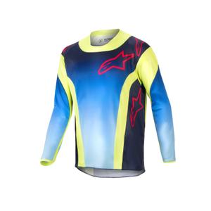 Dziecięca koszulka motocrossowa Alpinestars Racer Hoen 2024 fluo żółto-niebiesko-czerwona