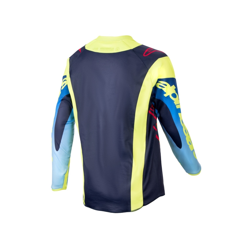 Dziecięca koszulka motocrossowa Alpinestars Racer Hoen 2024 fluo żółto-niebiesko-czerwona