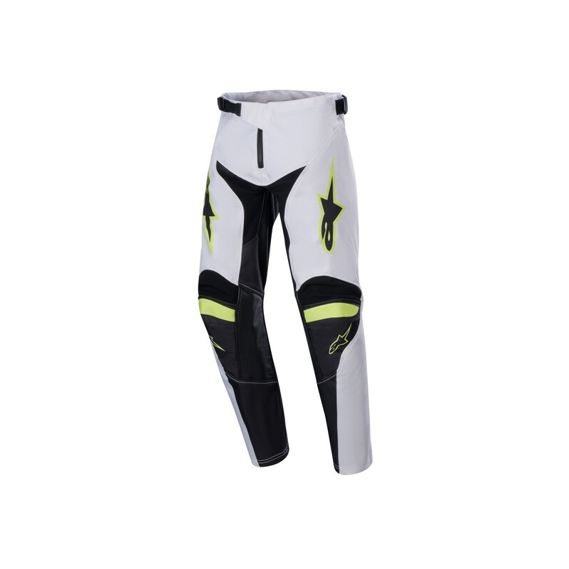 Spodnie motocrossowe dla dzieci Alpinestars Racer Lucent w kolorze białym, czarnym i żółtym fluto