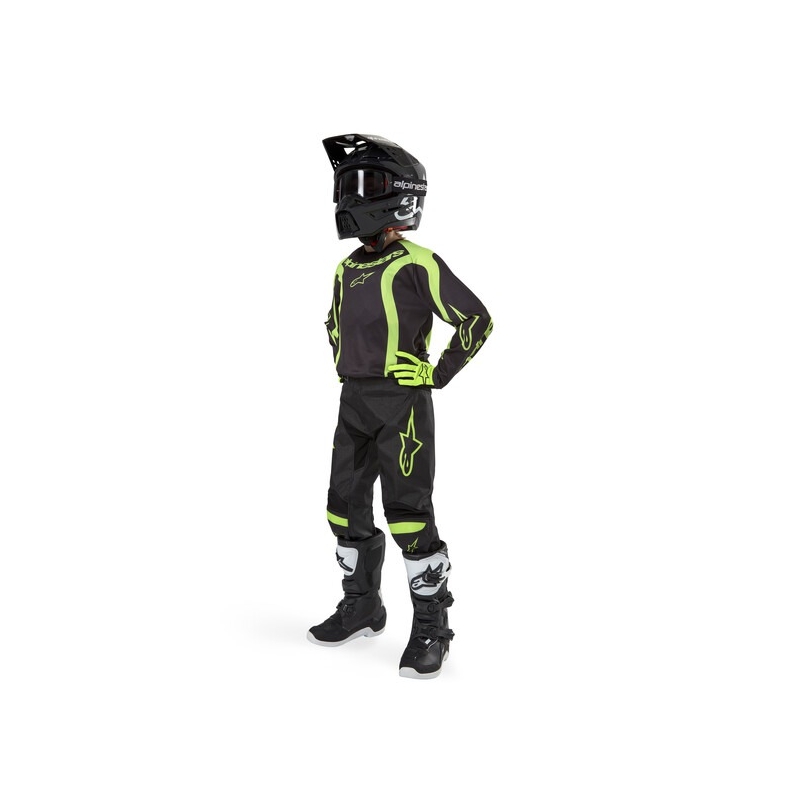 Spodnie motocrossowe Alpinestars Racer Lurv 2024 Kids czarno-żółte fluorescencyjne