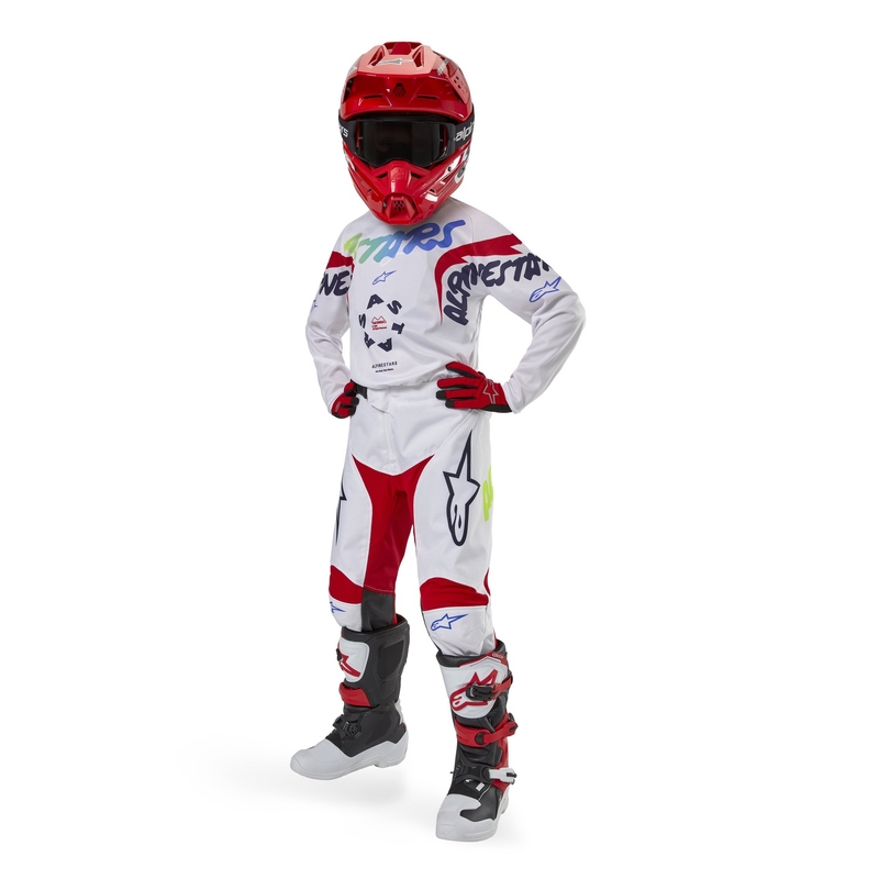 Spodnie motocrossowe Alpinestars Racer Hana 2024 Kids biało-kolorowe
