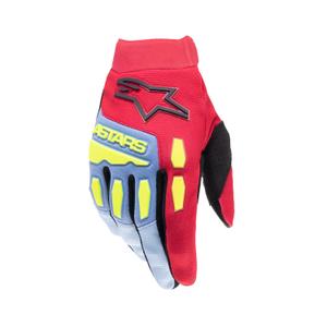 Dziecięce rękawice motocrossowe Alpinestars Full Bore 2024 jasnoniebiesko-czerwono-fluo-żółto-czarne