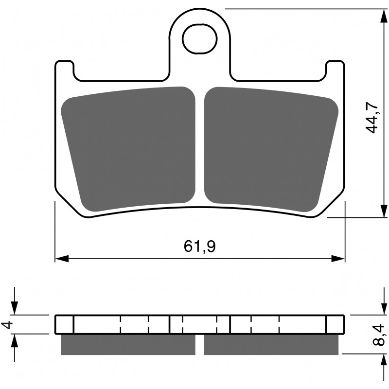 Brake pads GOLDFREN GP6 (1 set = 2pcs small, 2pcs large)