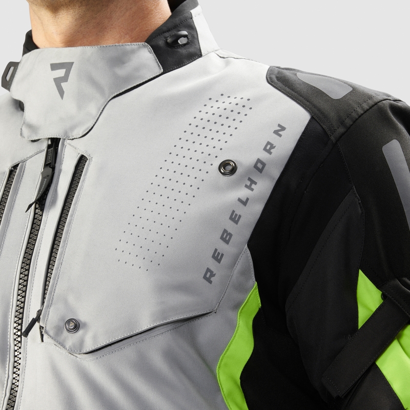 Kurtka motocyklowa Rebelhorn Hiker IV czarno-szaro-fluo-żółta
