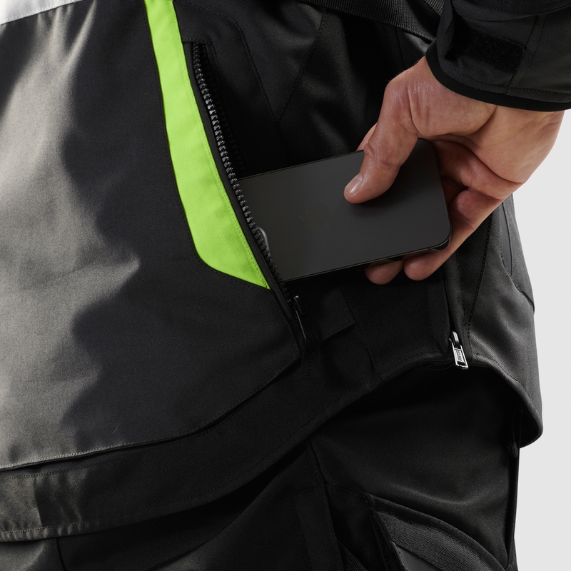 Kurtka motocyklowa Rebelhorn Hiker IV czarno-szaro-fluo-żółta
