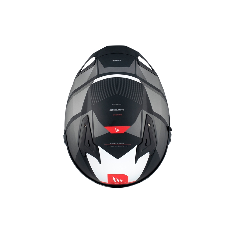 Kask motocyklowy integralny MT BRAKER CHENTO B0 czarno-szaro-biały