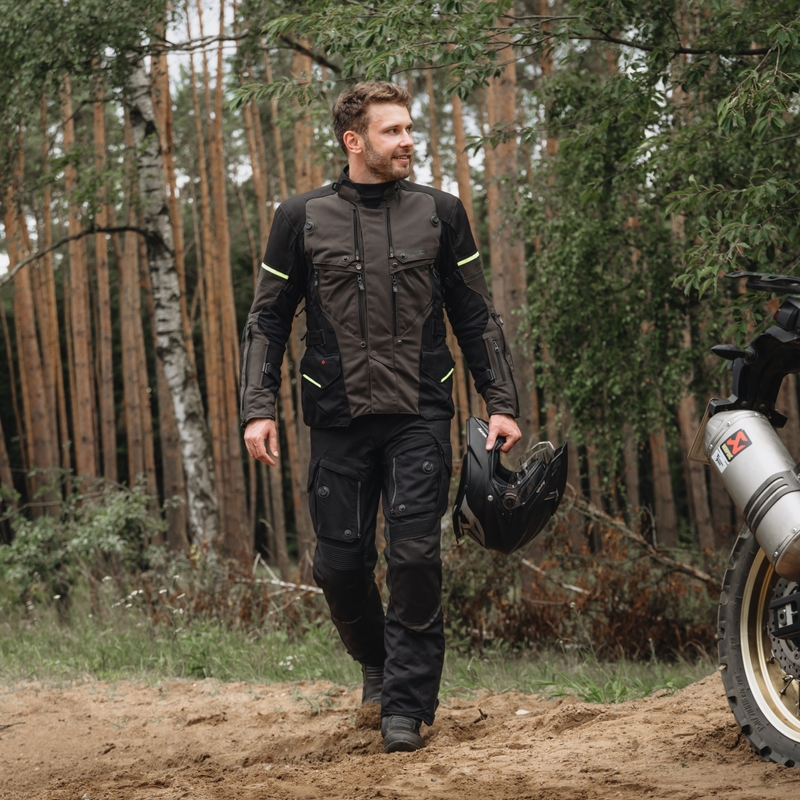 Kurtka motocyklowa Rebelhorn Range antracytowo-czarno-żółta