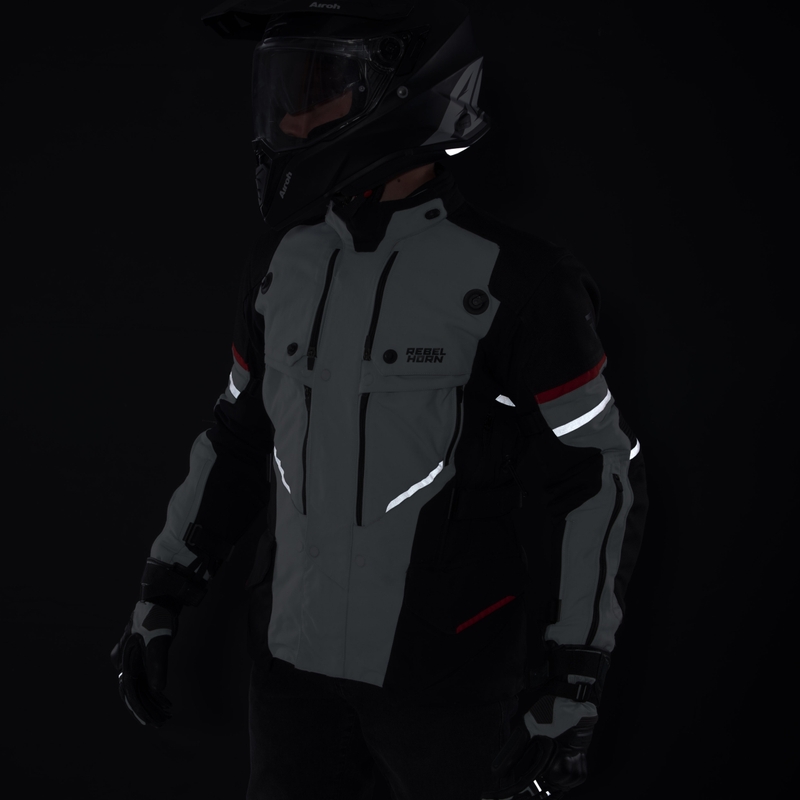 Szaro-czarno-czerwona kurtka motocyklowa Rebelhorn Range