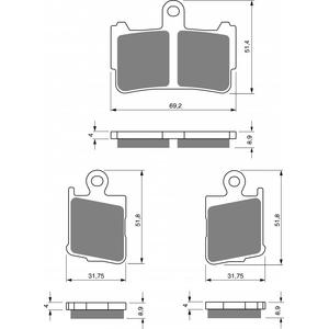 Brake pads GOLDFREN 298 GP6 (1 set = 2pcs small/large)