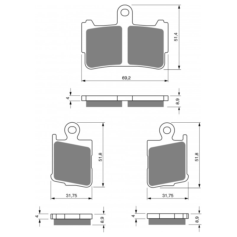 Brake pads GOLDFREN S3 (1 set = 2pcs small/large)