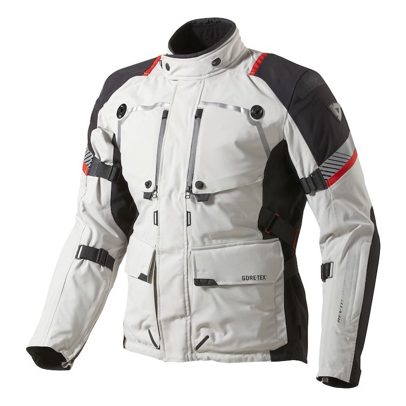 Kurtka motocyklowa Revit Poseidon GTX jasnoszara-czarna.
