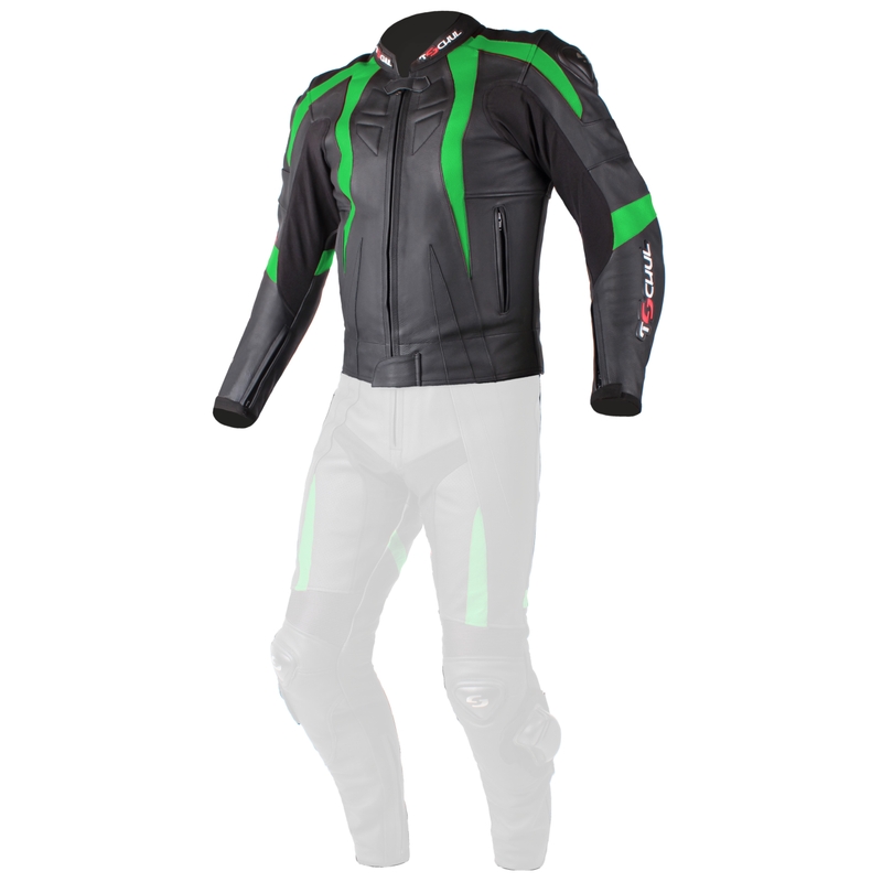 Skórzana kurtka motocyklowa Tschul 747 Speedster czarno-zielona wyprzedaż