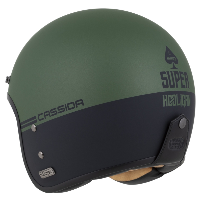 Kask otwarty Cassida Eso Super Hooligan czarny matowo-metaliczny zielony