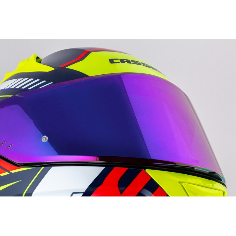 Zintegrowany kask motocyklowy Cassida Aero Drome Perłowo-niebiesko-żółto-pomarańczowo-czerwono-biały