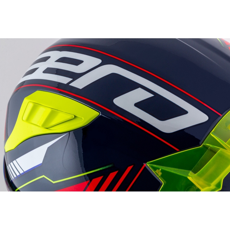 Zintegrowany kask motocyklowy Cassida Aero Drome Perłowo-niebiesko-żółto-pomarańczowo-czerwono-biały