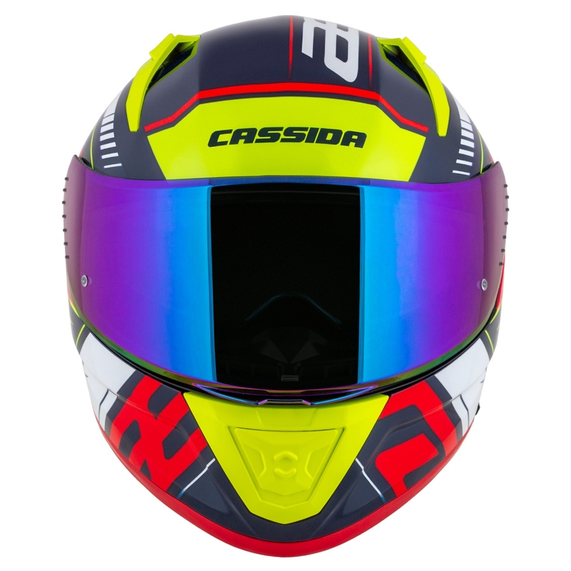 Zintegrowany kask motocyklowy Cassida Aero Drome Perłowo-niebiesko-żółto-pomarańczowo-czerwono-biały