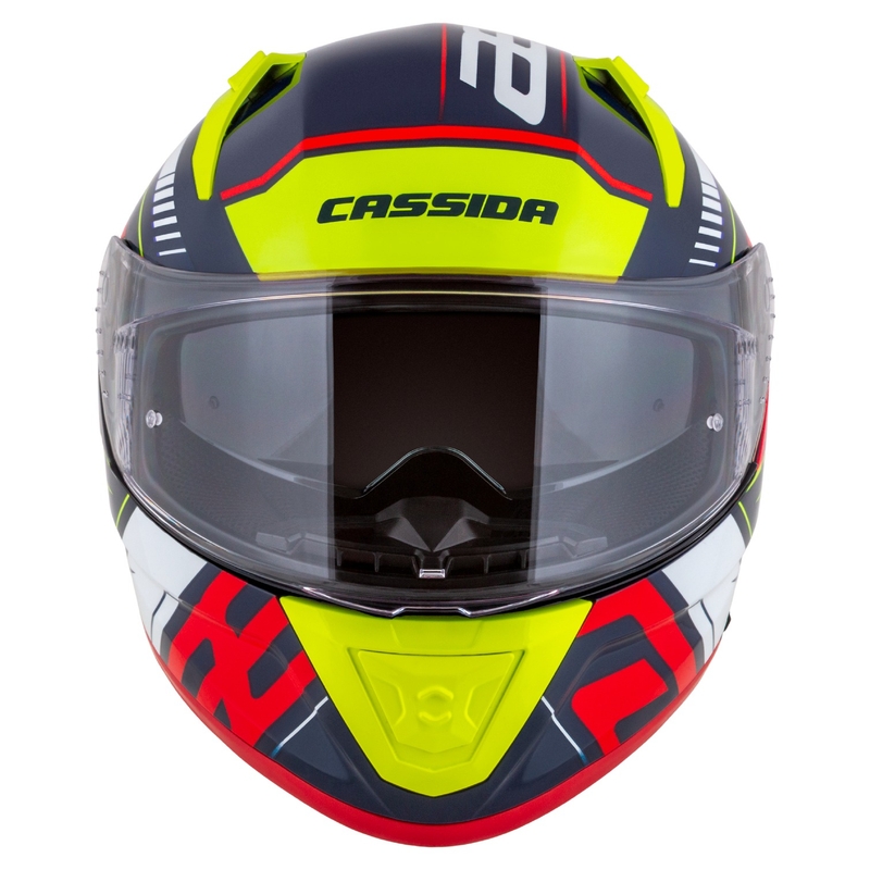 Zintegrowany kask motocyklowy Cassida Aero Drome Perłowo-niebiesko-żółto-pomarańczowo-czerwono-biały