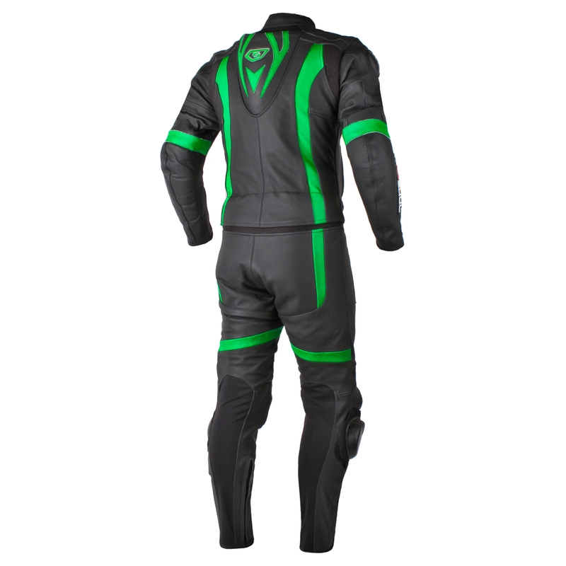 Skórzana kurtka motocyklowa Tschul 747 Speedster czarno-zielona wyprzedaż